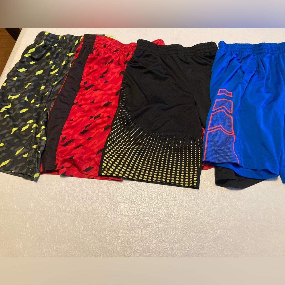 4 Pairs Boys Xersion shorts Athletic Black Shorts Yellow blue Medium 10 / 12